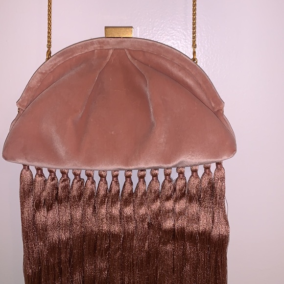 ZIMMERMANN velvet fringe pouch in pink - Picture 9 of 13